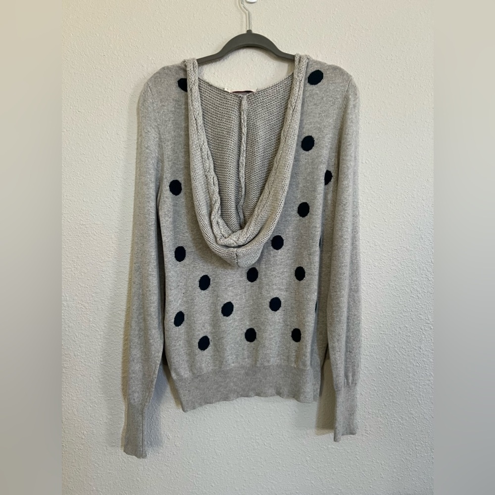 Anthropologie Yoon Polka Dot Hooded Knit wool cashmere Sweater large - Picture 3 of 7
